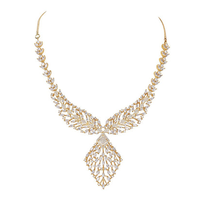 Gold and diamond statement necklace set - Auraa Trends - Necklaces set - # - Auraa Trends - statement necklace set