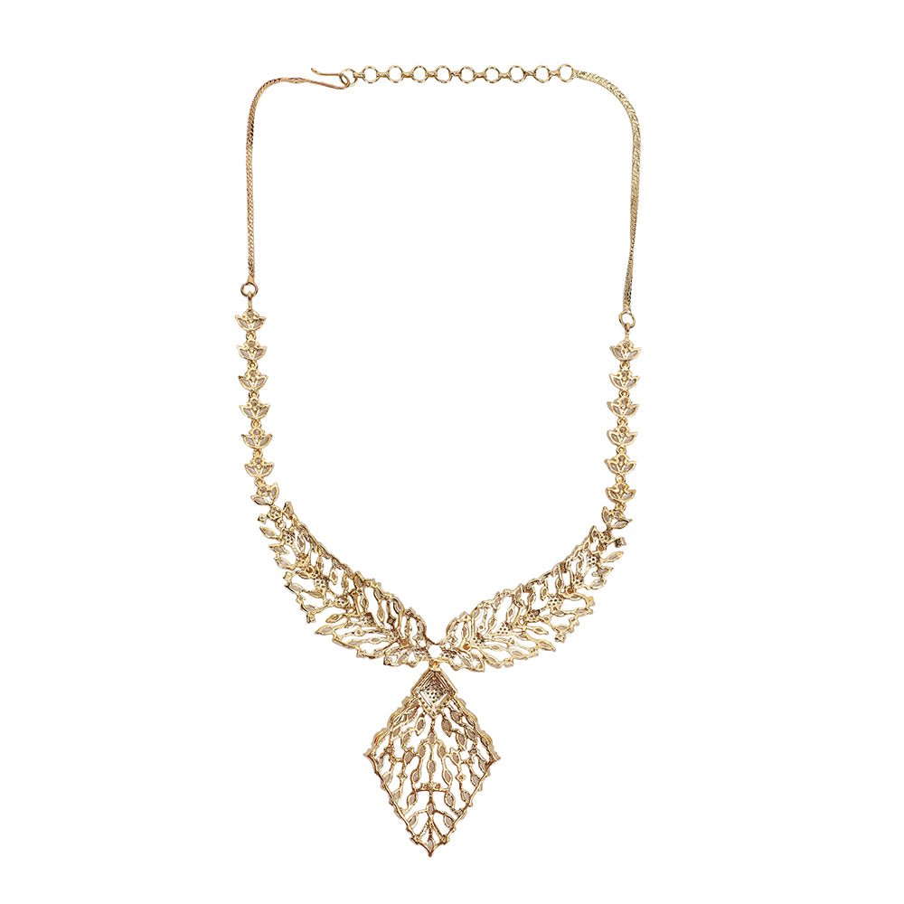 Gold and diamond statement necklace set - Auraa Trends - Necklaces set - # - Auraa Trends - statement necklace set
