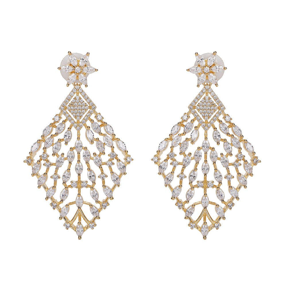 Gold and diamond statement necklace set - Auraa Trends - Necklaces set - # - Auraa Trends - statement necklace set
