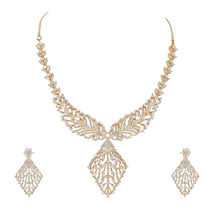 Gold and diamond statement necklace set - Auraa Trends - Necklaces set - # - Auraa Trends - statement necklace set