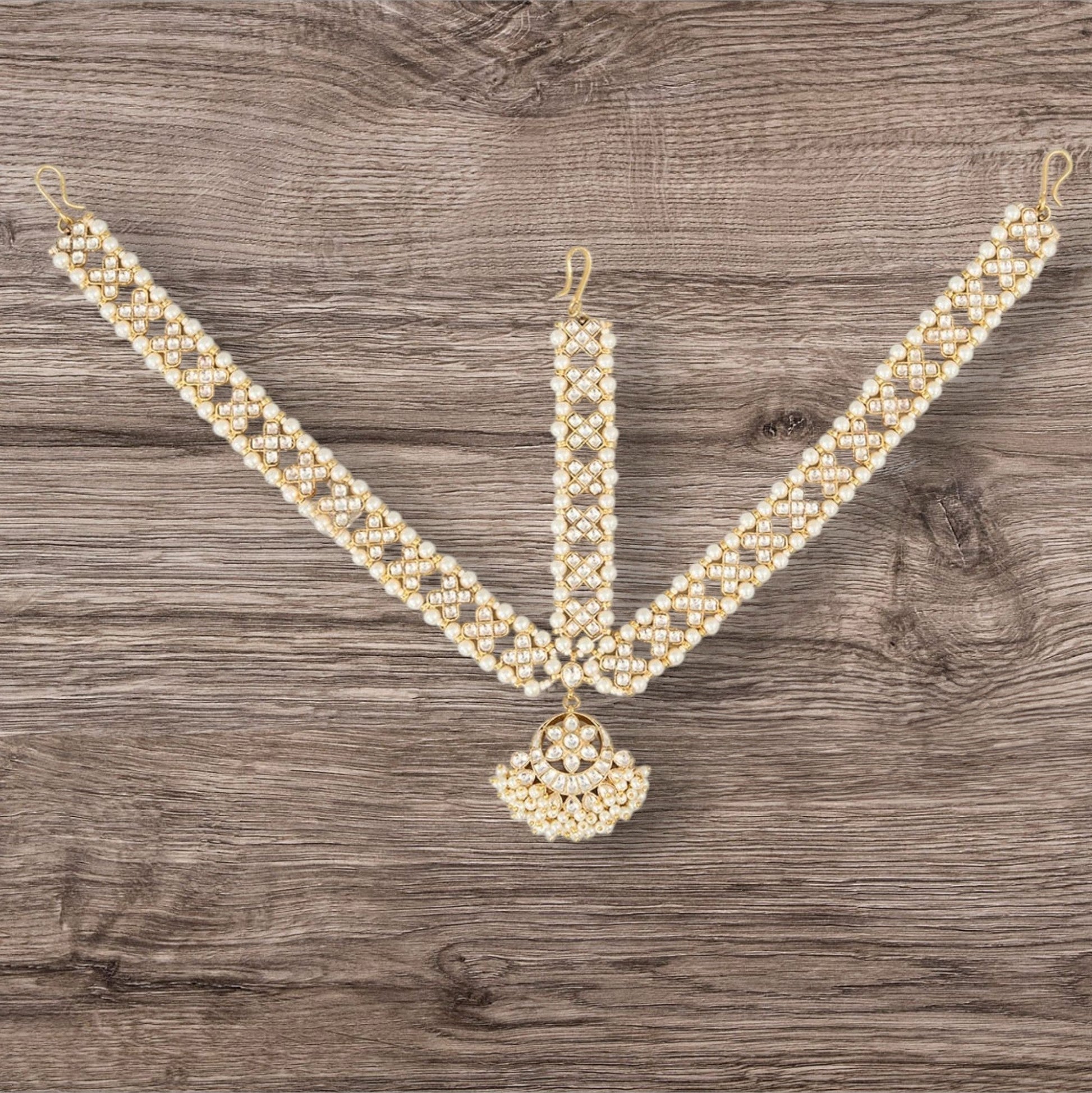 Gold Finish Beaded Mathapatti - Auraa Trends - Mathapati - # - Auraa Trends - Gold Finish Beaded Mathapatti