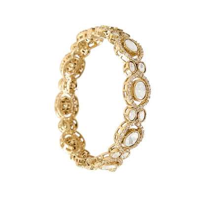 Gold Finish Kundan Polki Bangles Set Of 2 - Auraa Trends - Bangles - # - Auraa Trends - Gold Finish Kundan Polki Bangles Set Of 2