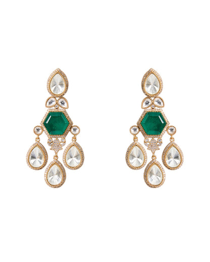 Gold Finish Kundan Polki & Emerald Stone Choker Necklace Set - Auraa Trends - necklace -  - Auraa Trends - Purpose: Describes the image content for screen readers and helps SEO. Best Practices: Be descriptive but concise. Include relevant keywords naturally. Avoid keyword stuffing. Describe what the image shows or represents.