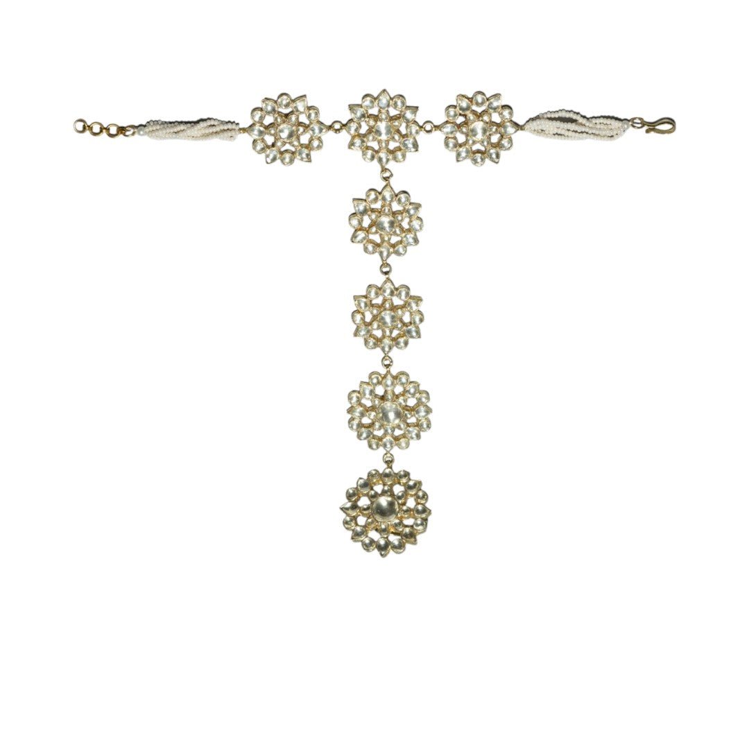 Gold Finish Kundan Polki Haathphool (Set of 2) - Auraa Trends - Hathphool - Gold Finish Kundan Polki Haathphool (Set of 2)