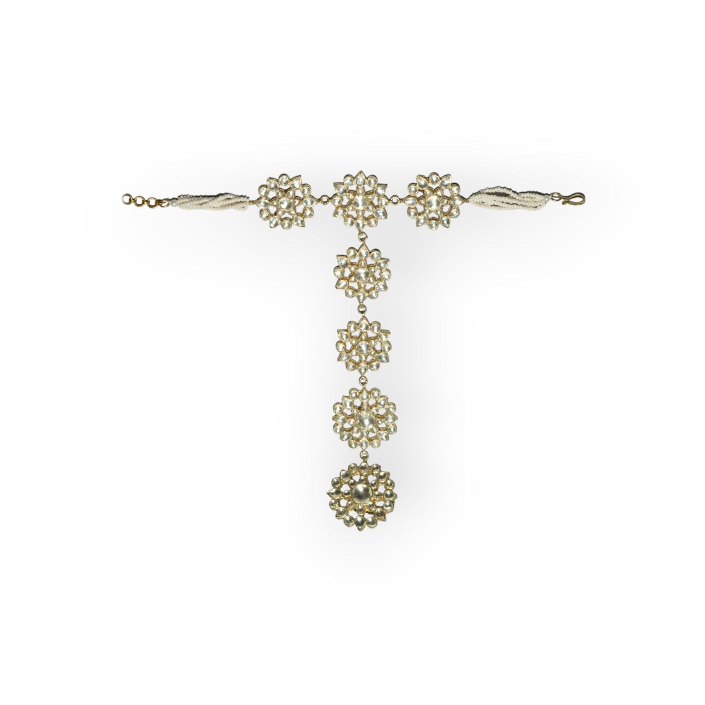 Gold Finish Kundan Polki Haathphool (Set of 2) - Auraa Trends - Hathphool - Gold Finish Kundan Polki Haathphool (Set of 2)