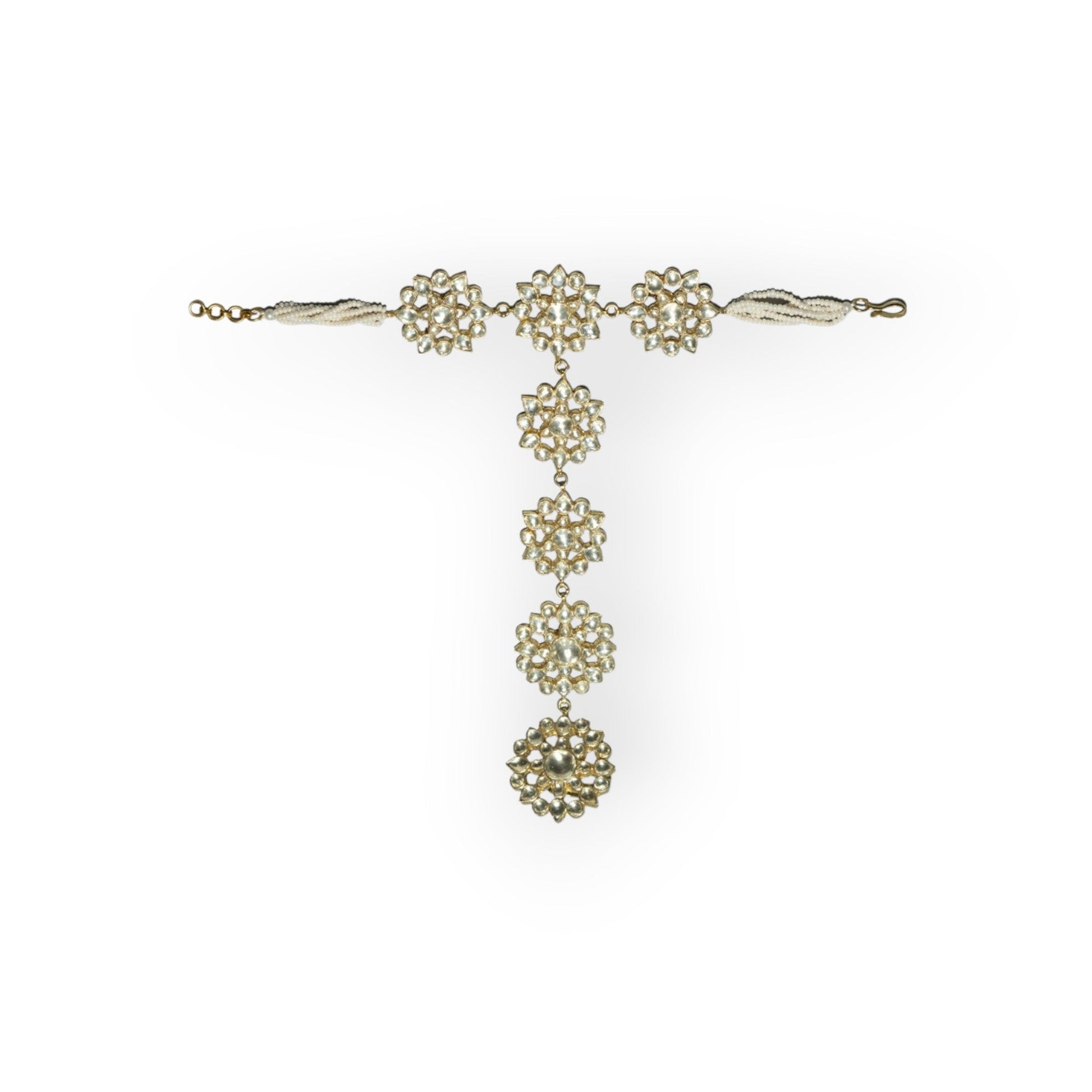 Gold Finish Kundan Polki Haathphool (Set of 2) - Auraa Trends - Hathphool - Gold Finish Kundan Polki Haathphool (Set of 2)