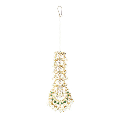 Gold Finish Kundan Polki Maangtikka - Auraa Trends - Maangtika - # - Auraa Trends - Gold Finish Kundan Polki Maangtikka