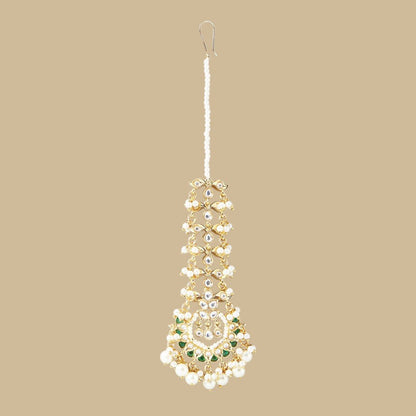 Gold Finish Kundan Polki Maangtikka - Auraa Trends - Maangtika - # - Auraa Trends - Gold Finish Kundan Polki Maangtikka