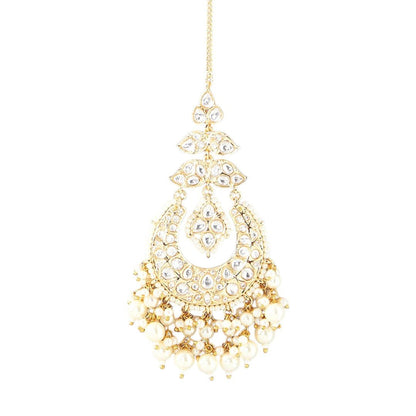 Gold Finish Kundan Polki Maangtikka - Auraa Trends - Maangtika - # - Auraa Trends - Gold Finish Kundan Polki Maangtikka