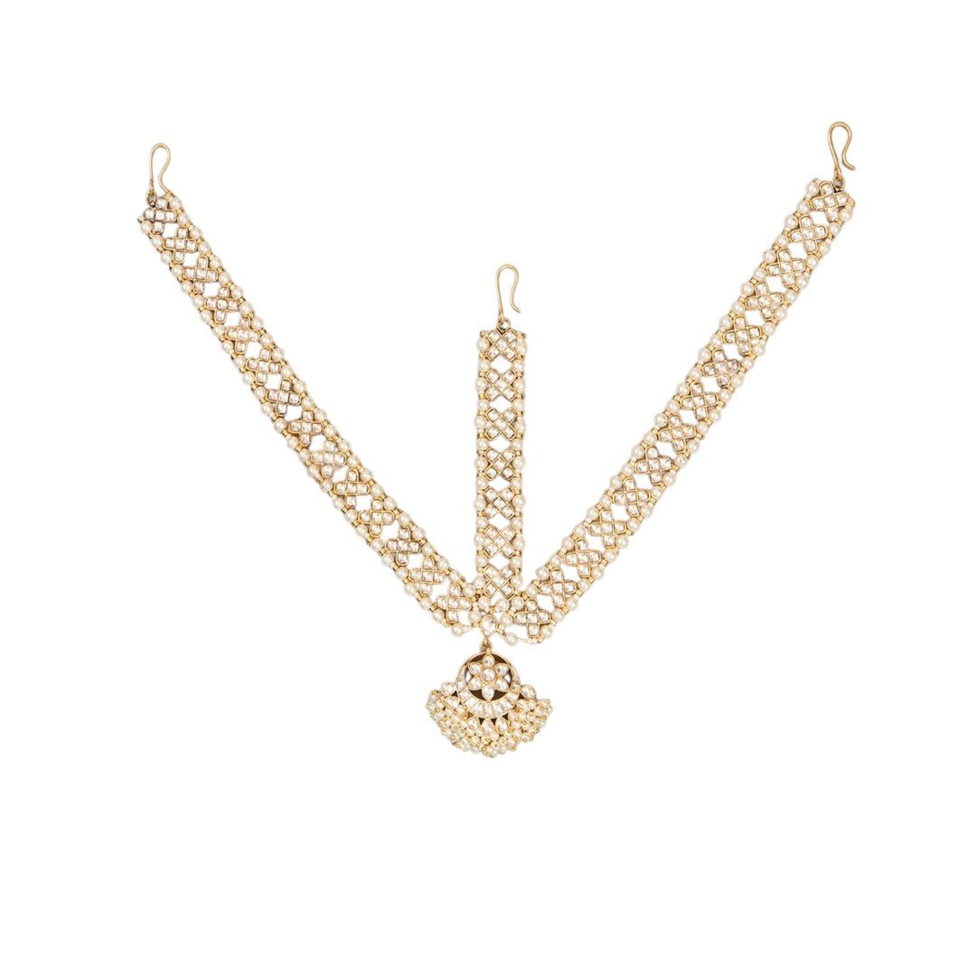 Gold Finish Kundan Polki Mathapatti - Auraa Trends - Mathapati - # - Auraa Trends - Gold Finish Kundan Polki Mathapatti