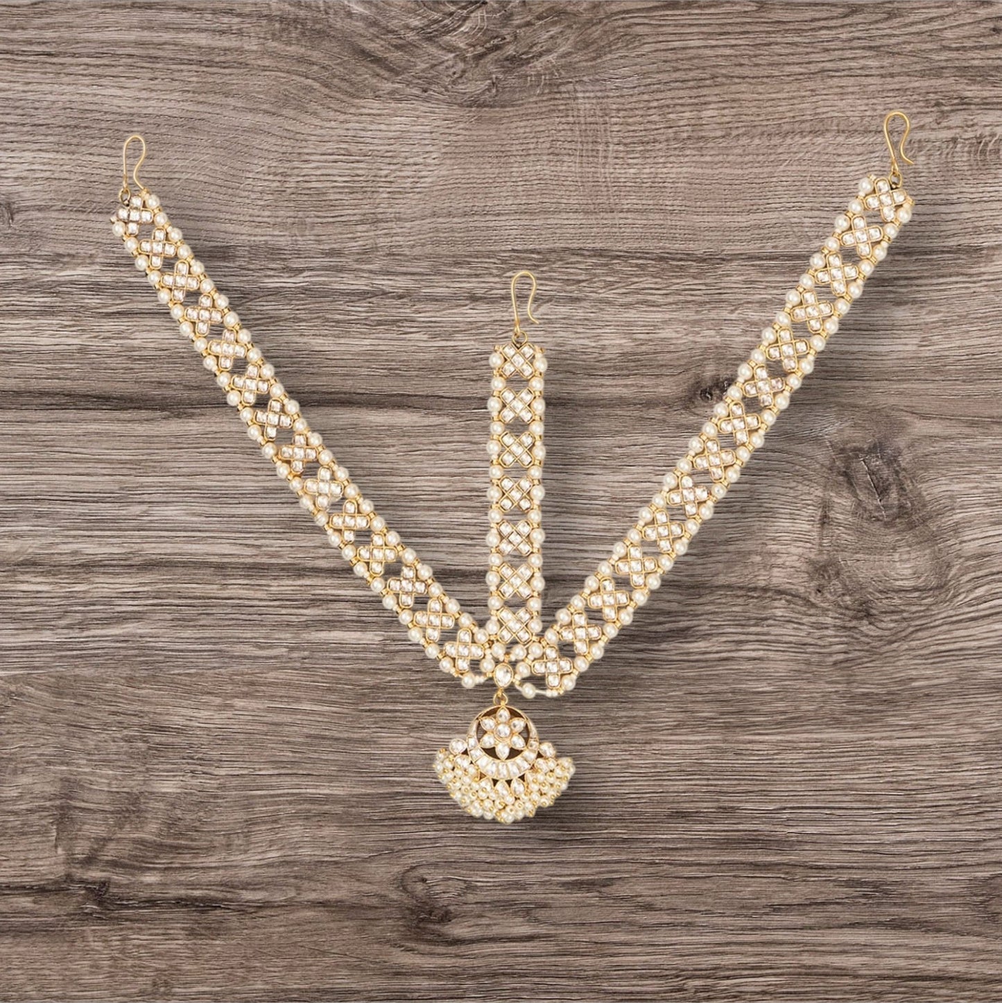 Gold Finish Kundan Polki Mathapatti - Auraa Trends - Mathapati - # - Auraa Trends - Gold Finish Kundan Polki Mathapatti