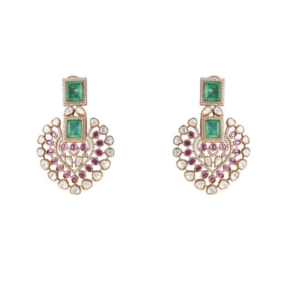 Gold Finish Kundan Polki Necklace Set with Ruby Red Stones – Traditional Pendant Jewelry for Weddings & Festivals - Auraa Trends - Necklace -  - Auraa Trends - Gold Finish Kundan Polki Necklace Set with Ruby Red Stones – Traditional Pendant Jewelry for Weddings & Festivals