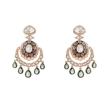 Gold Finish Kundan Stone Layered Necklace Set - Auraa Trends - Necklace -  - Auraa Trends - Gold Finish Kundan Stone Layered Necklace Set