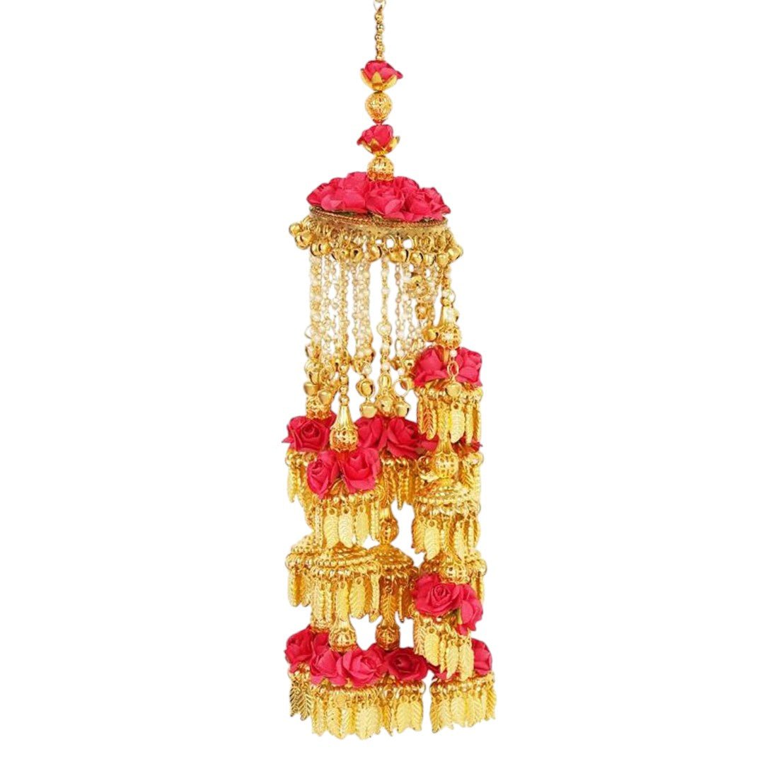 Gold - Plated Alloy kaleere with Floral & Ghungroo Detailing - Auraa Trends - Kaleere - Plated Alloy kaleere with Floral