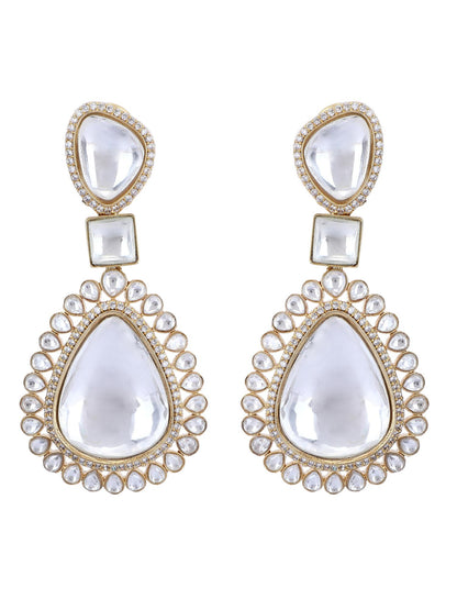 Gold Plated American Diamond Zircon Drop Earrings - Auraa Trends - Drop - Shop Gold Plated American Diamond Zircon Drop