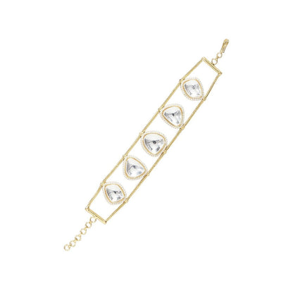 Gold - Plated Bracelet with Trillion - Cut Stones - Auraa Trends - Bracelet - Plated Bracelet with Trillion - Cut Stones