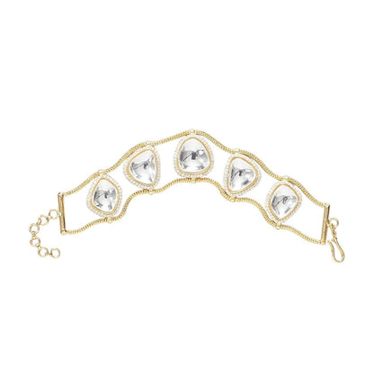 Gold - Plated Bracelet with Trillion - Cut Stones - Auraa Trends - Bracelet - Plated Bracelet with Trillion - Cut Stones