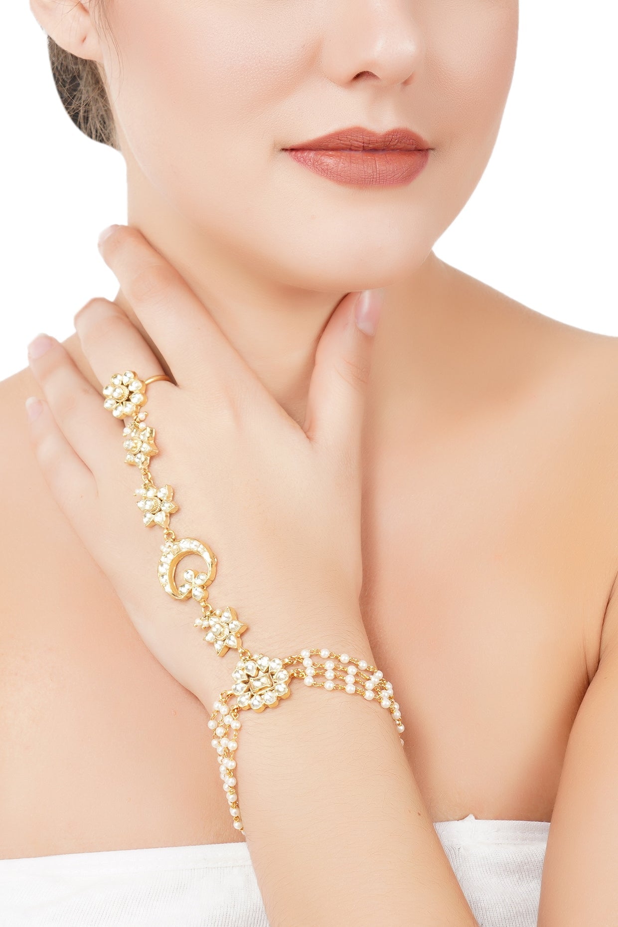 Gold Plated Kundan Hathphool - Auraa Trends - Hathphool - # - Auraa Trends - Gold Plated Kundan Hathphool