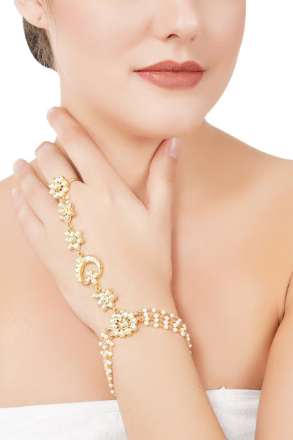 Gold Plated Kundan Hathphool - Auraa Trends - Hathphool - # - Auraa Trends - Gold Plated Kundan Hathphool
