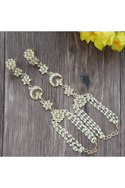 Gold Plated Kundan Hathphool - Auraa Trends - Hathphool - # - Auraa Trends - Gold Plated Kundan Hathphool