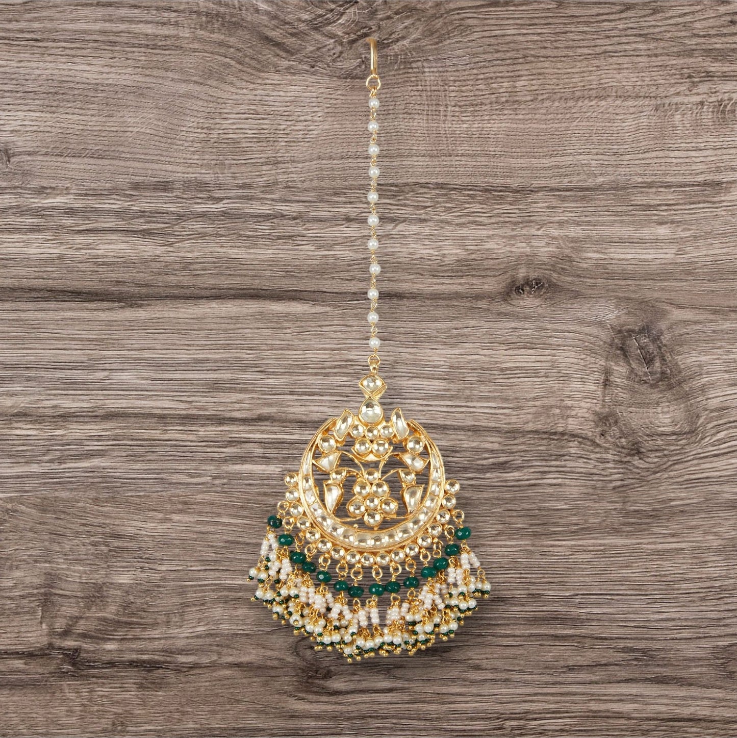 Gold Plated Kundan Maangtikka - Auraa Trends - Maangtika - # - Auraa Trends - Gold Plated Kundan Maangtikka