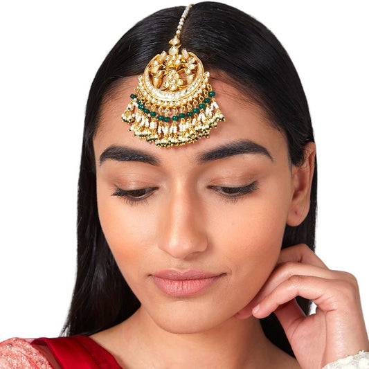 Gold Plated Kundan Maangtikka - Auraa Trends - Maangtika - # - Auraa Trends - Gold Plated Kundan Maangtikka