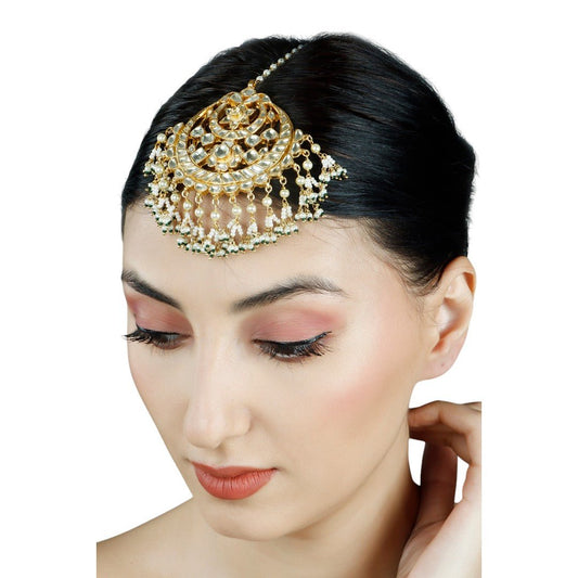 Gold Plated Kundan Maangtikka - Auraa Trends - Maangtika - # - Auraa Trends - Gold Plated Kundan Maangtikka