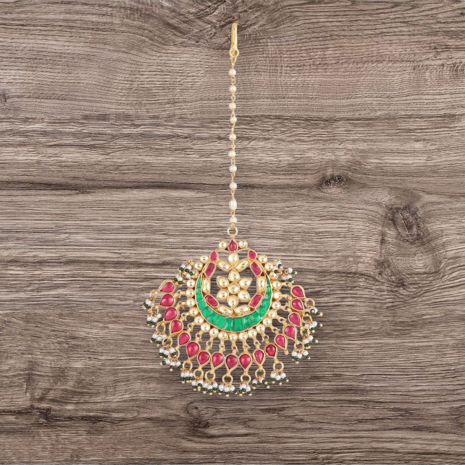 Gold Plated Kundan Maangtikka - Auraa Trends - Maangtika - # - Auraa Trends - Gold Plated Kundan Maangtikka