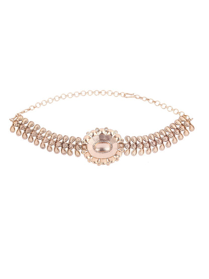 Gold Plated Kundan Navratna Choker Necklace Set 22KT - Auraa Trends - Choker Aura Trends Choker choker set for women