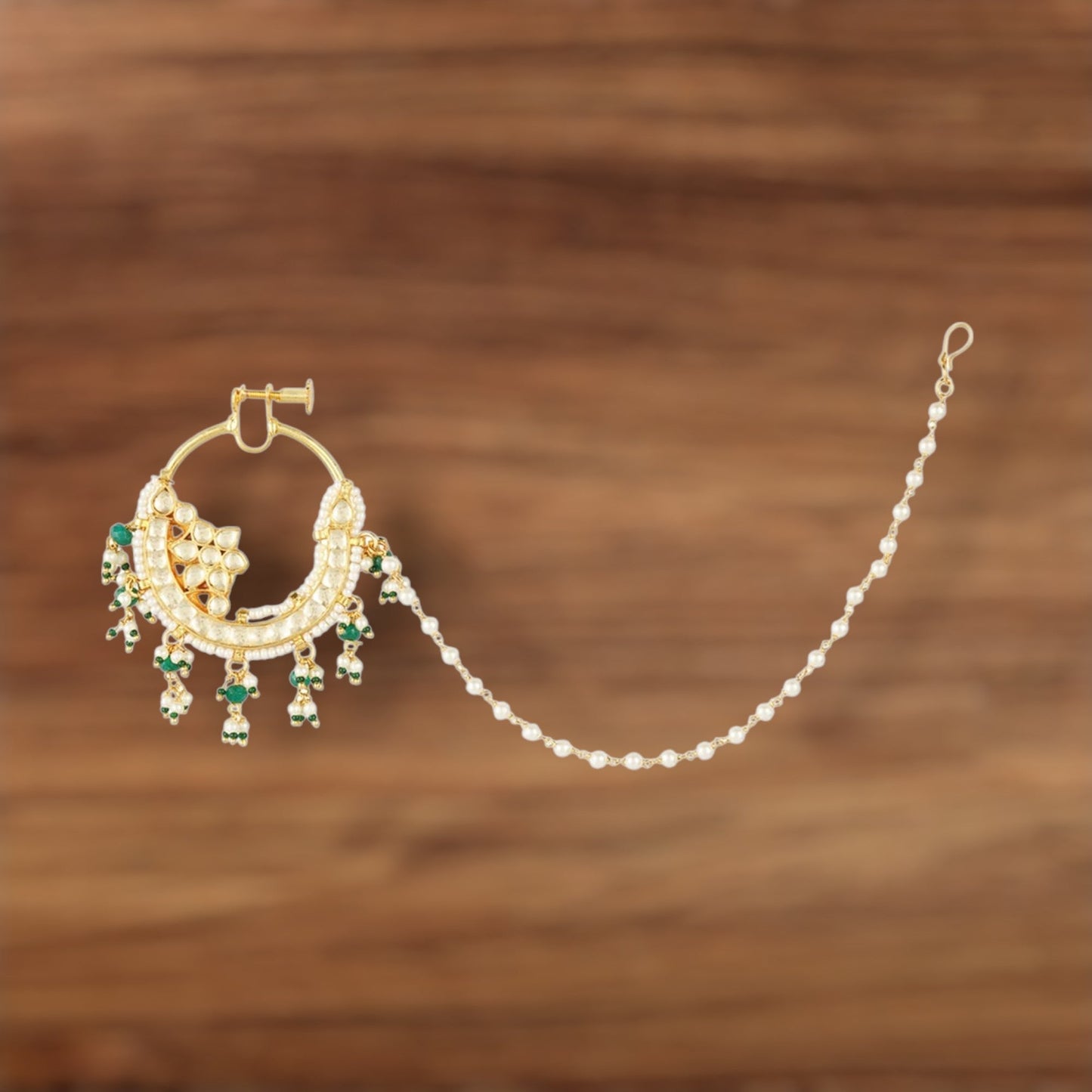 Gold Plated Kundan Polki Nath - Auraa Trends - Nath - # - Auraa Trends - Gold Plated Kundan Polki Nath