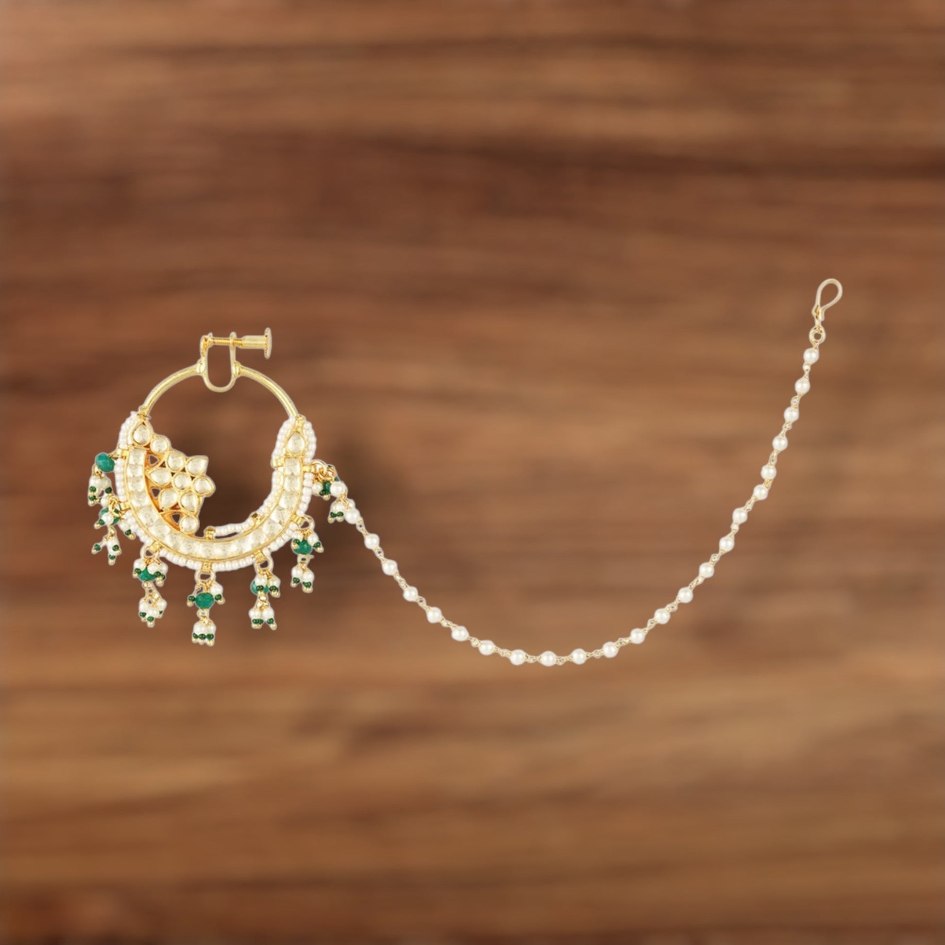 Gold Plated Kundan Polki Nath - Auraa Trends - Nath - # - Auraa Trends - Gold Plated Kundan Polki Nath
