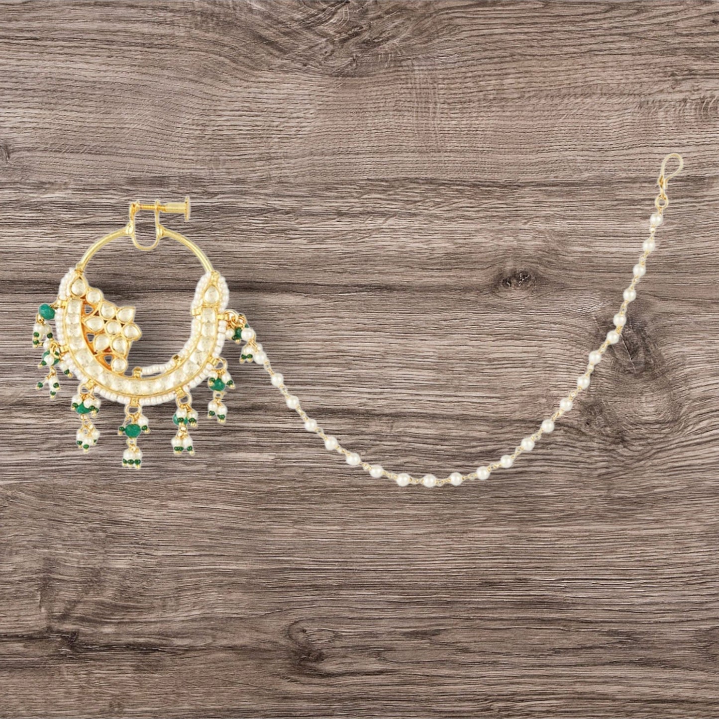 Gold Plated Kundan Polki Nath - Auraa Trends - Nath - # - Auraa Trends - Gold Plated Kundan Polki Nath