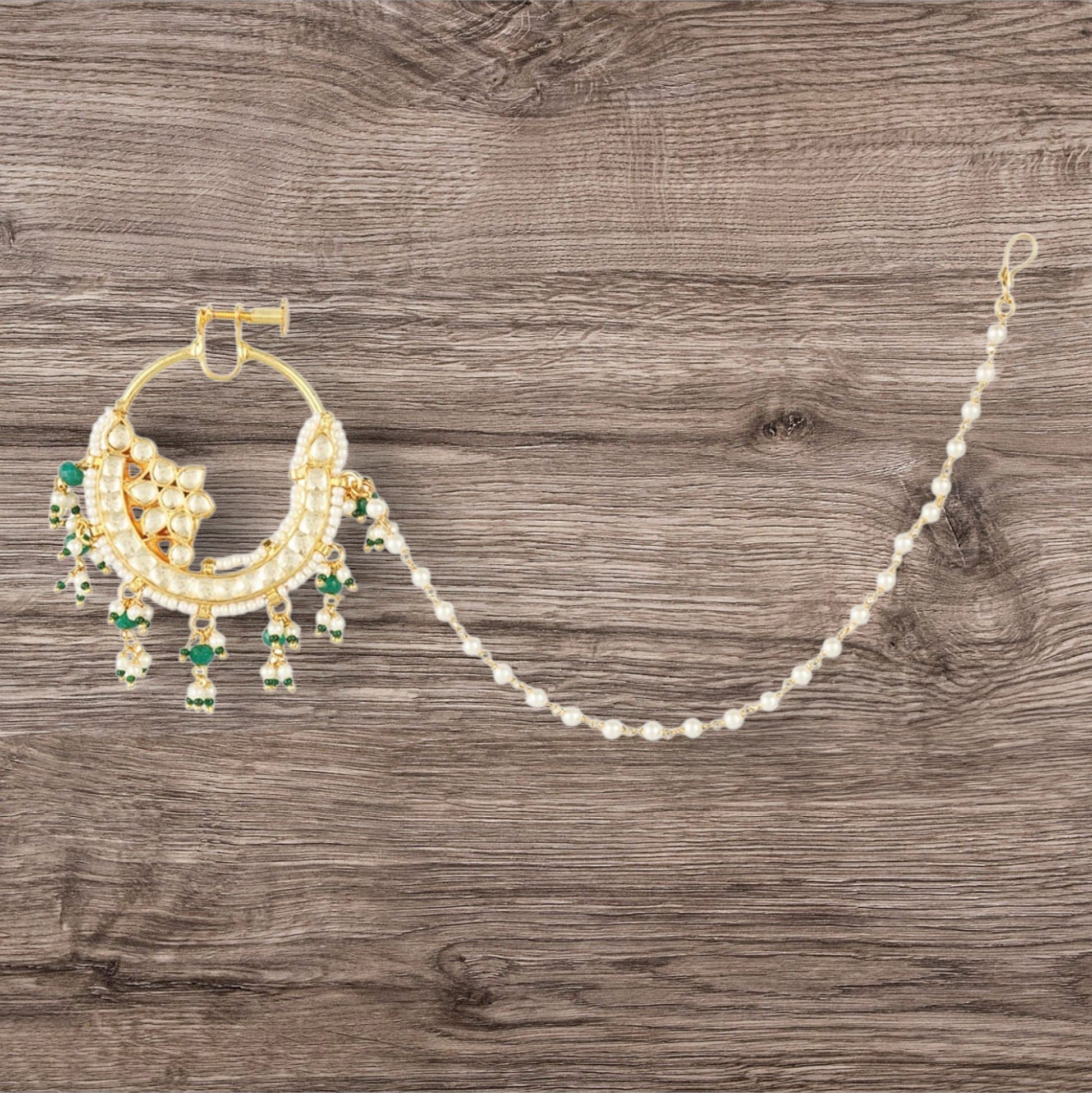 Gold Plated Kundan Polki Nath - Auraa Trends - Nath - # - Auraa Trends - Gold Plated Kundan Polki Nath