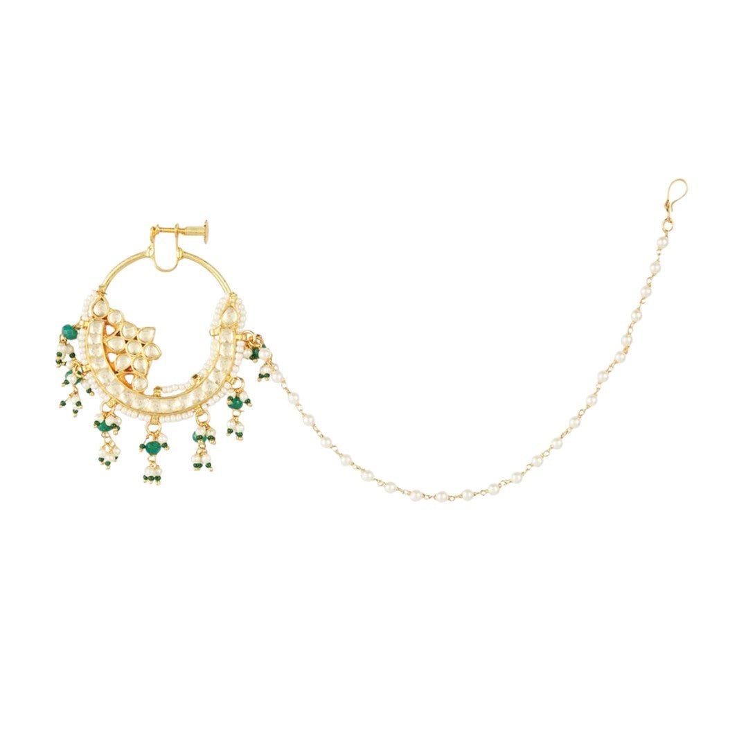 Gold Plated Kundan Polki Nath - Auraa Trends - Nath - # - Auraa Trends - Gold Plated Kundan Polki Nath