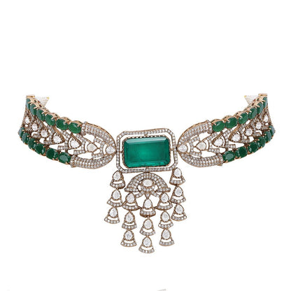 Gold - Plated Kundan - Studded & Beaded Jewellery Set - Auraa Trends - Necklace Set - Gold - Plated Kundan - Studded & Beaded