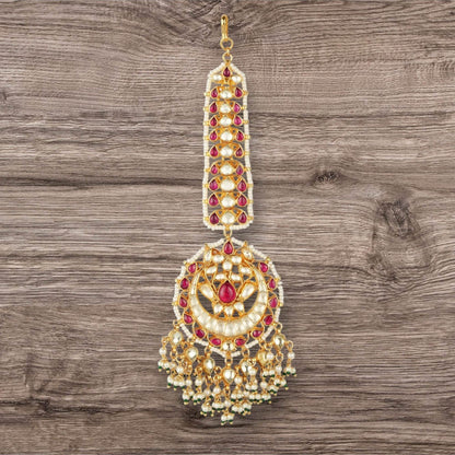 Gold Plated Pearl Drop Maangtikka - Auraa Trends