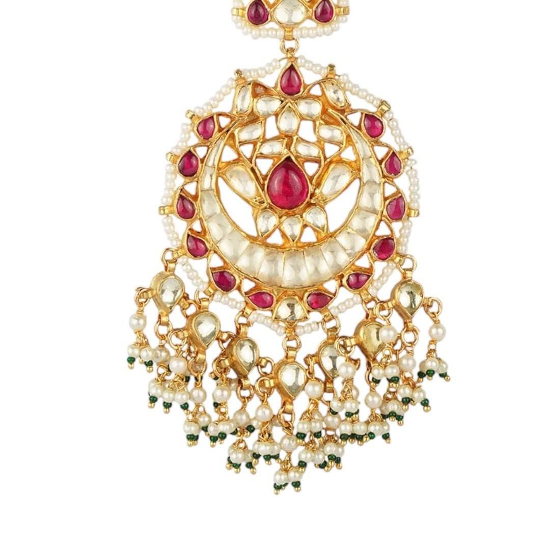 Gold Plated Pearl Drop Maangtikka - Auraa Trends