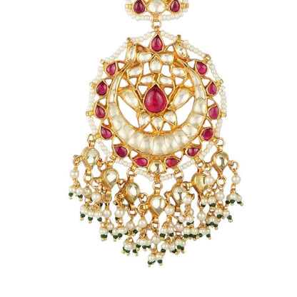 Gold Plated Pearl Drop Maangtikka - Auraa Trends