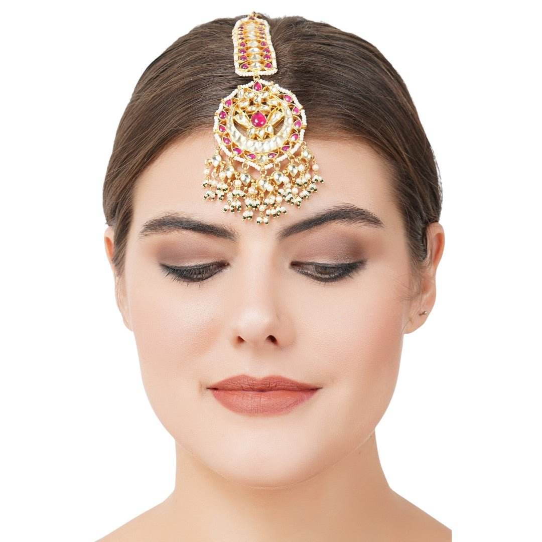 Gold Plated Pearl Drop Maangtikka - Auraa Trends