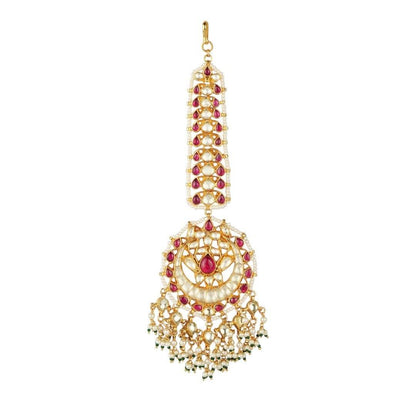 Gold Plated Pearl Drop Maangtikka - Auraa Trends
