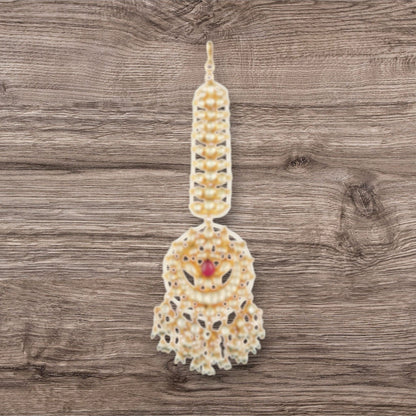 Gold Plated Pearl & Kundan Polki Maangtikka - Auraa Trends - Maangtika - # - Auraa Trends - Gold Plated Pearl & Kundan Polki Maangtikka