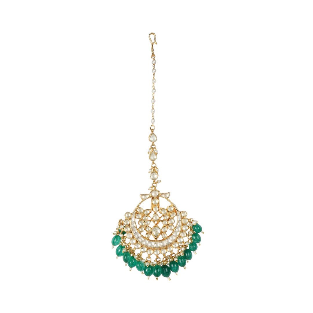Gold Plated Polki Maangtikka - Auraa Trends - Maangtika - # - Auraa Trends - Gold Plated Polki Maangtikka