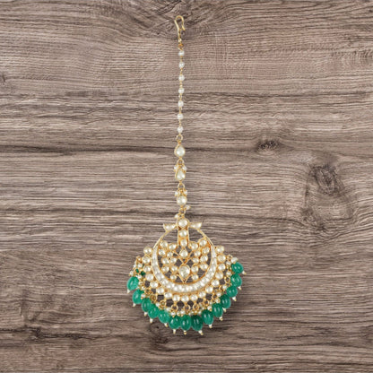 Gold Plated Polki Maangtikka - Auraa Trends - Maangtika - # - Auraa Trends - Gold Plated Polki Maangtikka