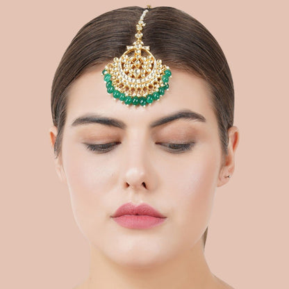 Gold Plated Polki Maangtikka - Auraa Trends - Maangtika - # - Auraa Trends - Gold Plated Polki Maangtikka