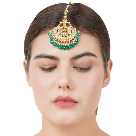 Gold Plated Polki Maangtikka - Auraa Trends - Maangtika - # - Auraa Trends - Gold Plated Polki Maangtikka