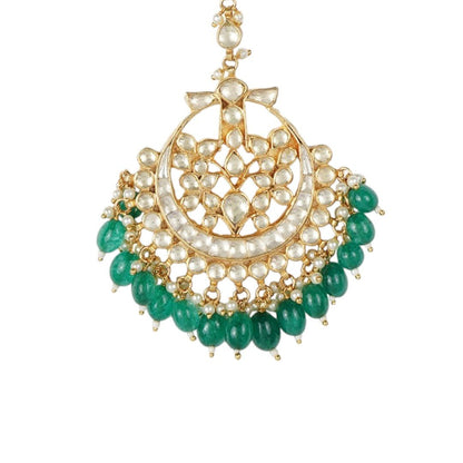 Gold Plated Polki Maangtikka - Auraa Trends - Maangtika - # - Auraa Trends - Gold Plated Polki Maangtikka