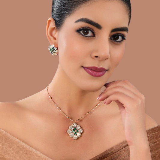 Grand Multi - Layered Kundan Pearl Bridal Necklace Set Earrings - Auraa Trends - Pendant - # - Auraa Trends - Grand Multi - Layered Kundan Pearl Bridal Necklace Set Earrings