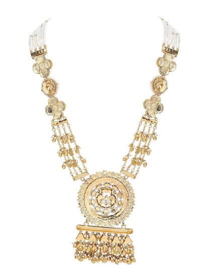 Green Kundan Beaded Rani Haar Necklace Set with Matching Earrings