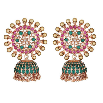 Magnificent Red and Green Jhumka Earring