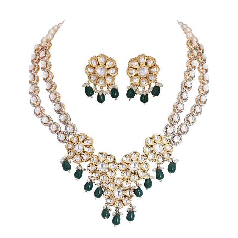 Opalescent Kundan Double string necklace set